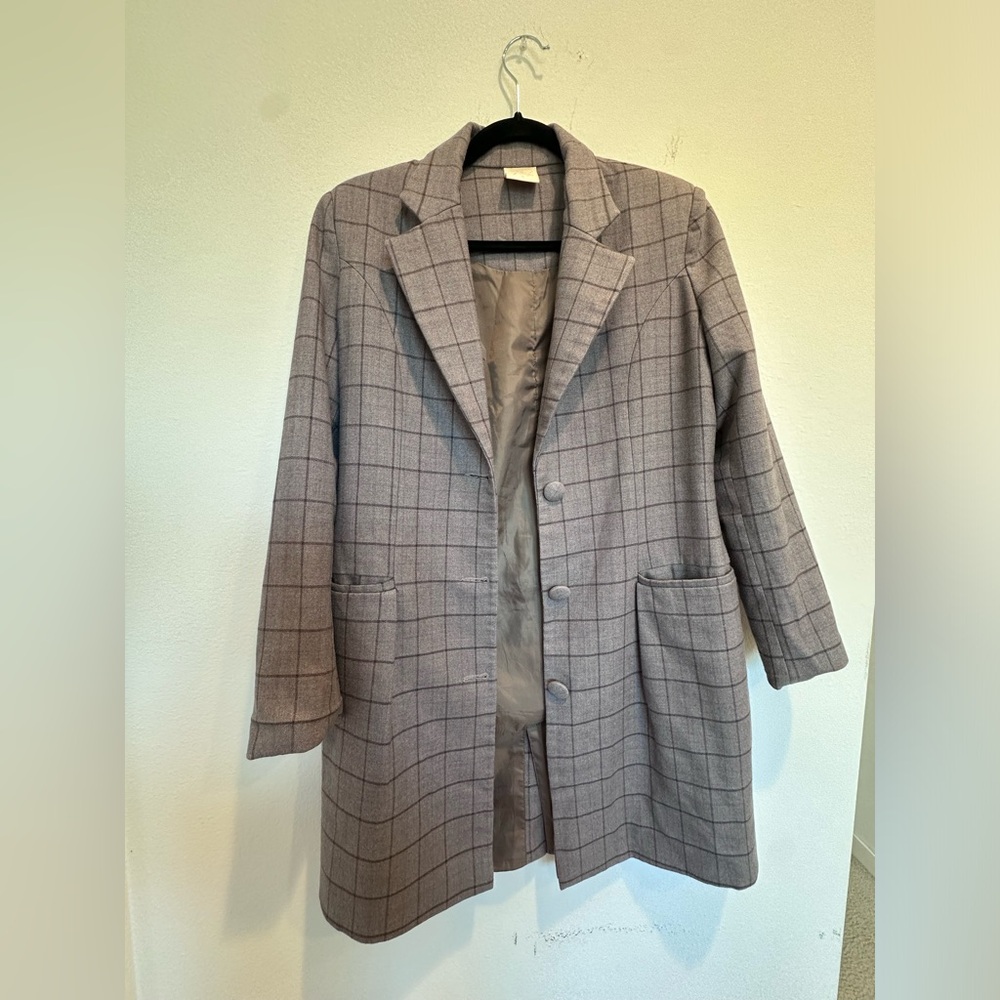 Warm Checked Fall And Winter Lined Jacket / Blazer - image 4